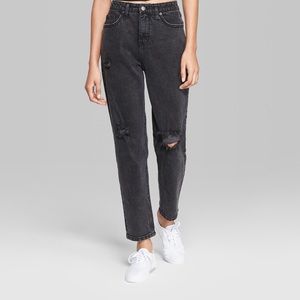 🍉 NWT Wild Fable Black High-Rise Destructed Mom Jeans